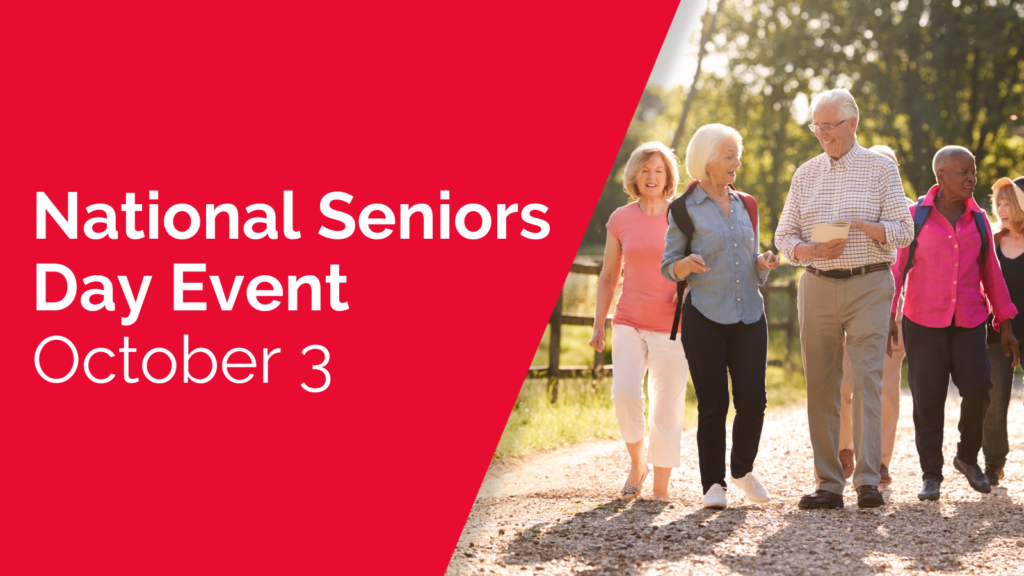 National Seniors day banner with red background